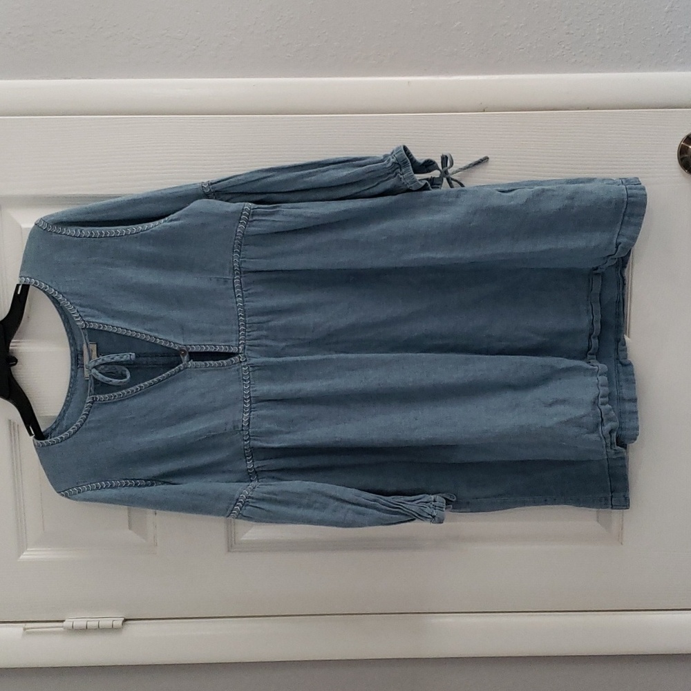 Madewell Linen Cotton Peasant Dress